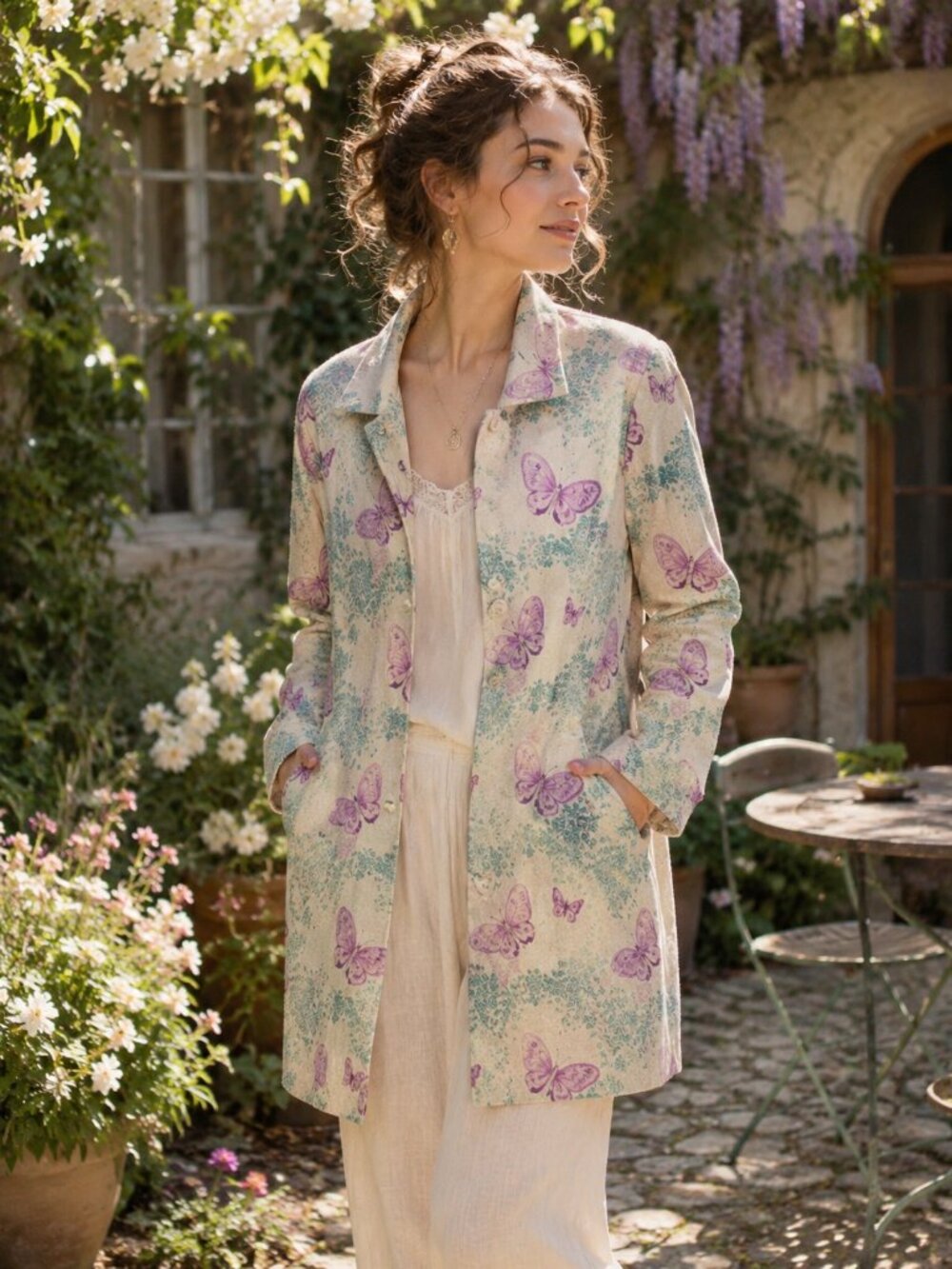 Janeville Butterfly Floral Pastel Coat